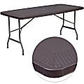 Flash Furniture Rattan Plastic Folding Table, 28-3/4"H x 32-1/2"W x 67-1/2"D, Brown 1 thumbnail image