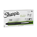 Sharpie® Retractable Pens, Fine Point, 0.3 mm, Black Barrel, Black Ink, Pack Of 12