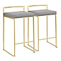 LumiSource Fuji Contemporary Stackable Counter Stools, Gold/Gray, Set Of 2 Stools