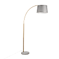 Lumisource March Floor Lamp, 74"H, Gray Shade/White Marble/Antique Brass Base