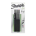 Sharpie® Retractable Pens, Fine Point, 0.3 mm, Black Barrel, Assorted Ink Colors, Pack Of 3