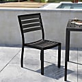 Flash Furniture Lark Aluminum Outdoor Side Chairs, Gray Wash Teak/Black, Set Of 2 Chairs 1 thumbnail image