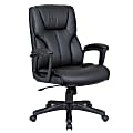Elama Faux Leather High-Back Adjustable Office Chair, Plush Tuft, Black