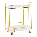 LumiSource Canary Contemporary 2-Shelf Cart, White/Gold