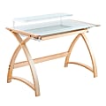 LumiSource Bentley 43"W Office Computer Desk, White/Natural 1 thumbnail image