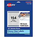 Avery® Glossy Permanent Labels With Sure Feed®, 94503-CGF100, Round, 1/2" Diameter, Clear, Pack Of 15,400 1 thumbnail image