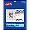 Avery® Glossy Permanent Labels With Sure Feed®, 94503-CGF100, Round, 1/2" Diameter, Clear, Pack Of 15,400