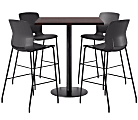 KFI Studios Proof Bistro Square Pedestal Table With Imme Bar Stools, Includes 4 Stools, 43-1/2”H x 36”W x 36”D,  Cafelle Top/Black Base/Black Chairs 1 thumbnail image