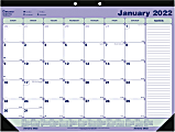 Blueline® Monthly Desk Calendar, 16" x 21-1/4", Blue/Green, January To December 2022, C181731