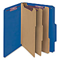 Smead® Classification Folders, Top-Tab With SafeSHIELD® Coated Fasteners, 3 Dividers, 3" Expansion, Letter Size, 50% Recycled, Dark Blue, Box Of 10