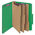 Smead® Classification Folders, Top-Tab With SafeSHIELD® Coated Fasteners, 3 Dividers, 3" Expansion, Letter Size, 50% Recycled, Green, Box Of 10 1 thumbnail image