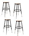 National Public Seating Adjustable Hardboard Stools, 25 - 32 1/2"H, Black, Set of 4