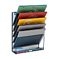 Mind Reader 5-Tier Wall Mount Vertical File Storage Basket Desktop Organizer, 16"H x 4" W x 12-3/4" D, Turquoise