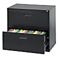 Realspace® 18"D Vertical 2-Drawer File Cabinet With Center Drawer Pulls, Metal, Black 1 thumbnail image