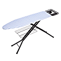 Honey-Can-Do Quad-Leg Ironing Board With Iron Rest And Sweater Shelf, 39"H x 15"W x 15"D, Black/Blue