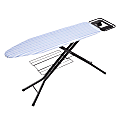 Honey-Can-Do Quad-Leg Ironing Board With Iron Rest And Sweater Shelf, 39"H x 15"W x 15"D, Black/Blue 1 thumbnail image