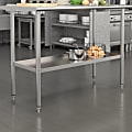 Flash Furniture Galvanized Adjustable Under Shelf For Prep And Work Tables, 2”H x 43-1/4”W x 18”D, Silver