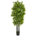 Nearly Natural 64"H UV-Resistant Bamboo Artificial Tree, 64"H x 15"W x 15"D, Black/Green