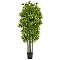 Nearly Natural 64"H UV-Resistant Bamboo Artificial Tree, 64"H x 15"W x 15"D, Black/Green 1 thumbnail image