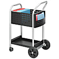 Safco® Scoot™ Mail Cart, 40 1/2"H x 22"W x 27"D, Silver/Black
