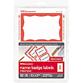 Office Depot® Brand Name Badge Labels, 2 11/32" x 3 3/8", Red Border, Pack Of 100