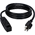 QVS 3-Pack 3-Outlet 3-Prong 10ft Power Extension Cord - NEMA 5-15P - 3 x NEMA 5-15R - 10 ft Cord - 13 A Current - 125 V AC Voltage - 1625 W - Wall Mountable - Black