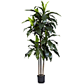 Nearly Natural Dracaena 60”H Plastic UV Resistant Indoor/Outdoor Tree With Pot, 60”H x 31”W x 27”D, Green