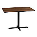 Flash Furniture Laminate Rectangular Table Top With Table-Height Base, 31-1/8"H x 30"W x 42"D, Walnut/Black