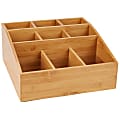 Mind Reader Square 9-Compartment Condiment Organizer, 12"H x 12"W x 5 1/2"D, Brown 1 thumbnail image