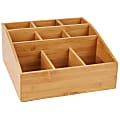 Mind Reader Square 9-Compartment Condiment Organizer, 12"H x 12"W x 5 1/2"D, Brown