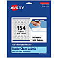 Avery® Permanent Labels With Sure Feed®, 94503-CMF10, Round, 1/2", Matte Clear, Pack Of 1,540 1 thumbnail image