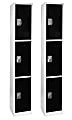 Alpine Large 3-Tier Steel Lockers, 72”H x 12”W x 12”D, Black, Pack Of 2 Lockers