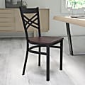 Flash Furniture X Back Restaurant Accent Chair, Walnut Seat/Black Frame