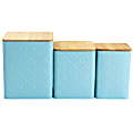 MegaChef 3-Piece Square Iron Canister Set, Turquoise