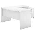 Bush Business Furniture Echo 60"W L-Shaped Bow-Front Corner Desk With Mobile File Cabinet, Pure White, Standard Delivery