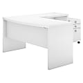 Bush Business Furniture Echo 60"W L-Shaped Bow-Front Corner Desk With Mobile File Cabinet, Pure White, Standard Delivery 1 thumbnail image