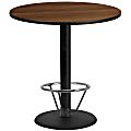 Flash Furniture Round Laminate Table Top With Round Bar Height Table Base And Foot Ring, 43-3/16”H x 42”W x 42”D, Walnut