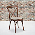 Flash Furniture HERCULES Series Stackable Wood Cross Back Chair With Cushion, Pecan 1 thumbnail image