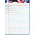 TOPS American Pride Legal Rule Writing Pad - 50 Sheets - Legal Ruled - 16 lb Basis Weight - 8 1/2" x 11 3/4" - 2.38" x 11.8" x 8.5" - White Paper - Ink Resistant, Smooth, Perforated, Acid-free - 12 / Pack