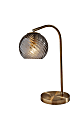 Adesso Camden Desk Lamp, 18-1/2”H, Smoked Swirled Glass Shade/Antique Brass Base