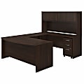 Bush Business Furniture Studio C 72"W U-Shaped Corner Desk With Hutch And Mobile File Cabinet, Black Walnut, Premium Installation