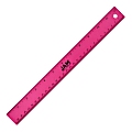 JAM Paper® Non-Skid Stainless-Steel Ruler, 12", Fuchsia Pink 1 thumbnail image
