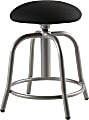 National Public Seating® 18" - 25" Height Adjustable Designer Stool, 3" Padded Black Fabric Seat, Grey Frame