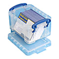 Really Useful Box® Plastic Storage Container With Built-In Handles And Snap Lid, 0.3 Liter, 4 3/4" x 3 1/4" x 2 1/2", Clear 1 thumbnail image