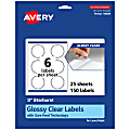 Avery® Glossy Permanent Labels With Sure Feed®, 94609-CGF25, Starburst, 3", Clear, Pack Of 150