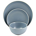 Gibson Home Rockaway 12-Piece Dinnerware Set, Matte Blue