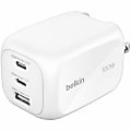 Belkin BoostCharge Pro - Power adapter - 3-port, GaN - 100 Watt - PD 3.1/PPS - 3 output connectors (2 x USB-C, USB) - white 1 thumbnail image