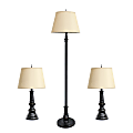 Elegant Designs Floor/Table Lamps, Tan Shade/Restoration Bronze Base, Set Of 3