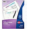 Avery® Durable Plastic 8-Tab Write & Erase Dividers For 3 Ring Binders With Slash Pocket, 9-1/4" x 11-1/4", Translucent White, 1 Set