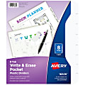 Avery® Durable Plastic 8-Tab Write & Erase Dividers For 3 Ring Binders With Slash Pocket, 9-1/4" x 11-1/4", Translucent White, 1 Set 1 thumbnail image
